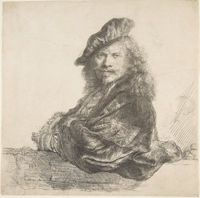 Autoportrait, appuyé sur un mur de pierre, 1639 - Rembrandt van Rijn