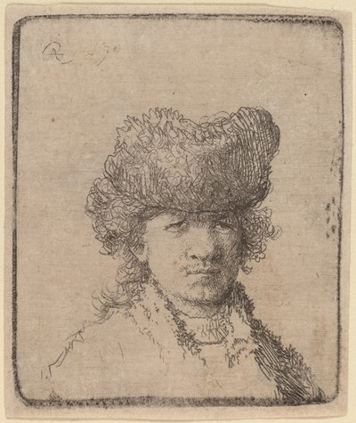 Autoportrait avec un bonnet de fourrure - Rembrandt van Rijn
