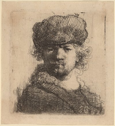 Autoportrait avec une lourde casquette en fourrure - Rembrandt van Rijn
