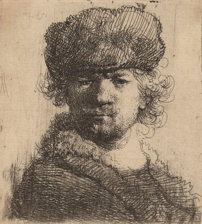 Autoportrait avec un bonnet de fourrure épais, 1631 - Rembrandt van Rijn