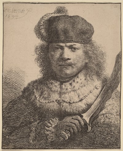 Autoportrait au sabre levé - Rembrandt van Rijn