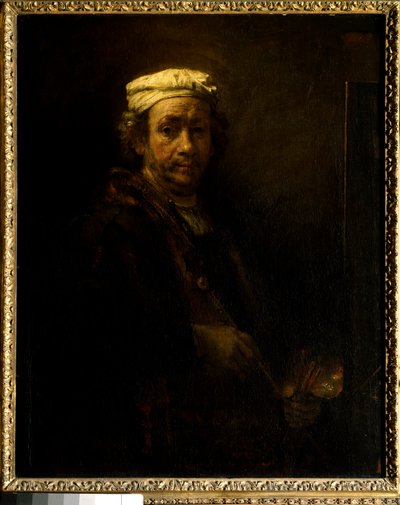 Autoportrait au chevalet. Peinture de Rembrandt Harmenszoon van Rijn dit Rembrandt (1606-1669) - Rembrandt van Rijn