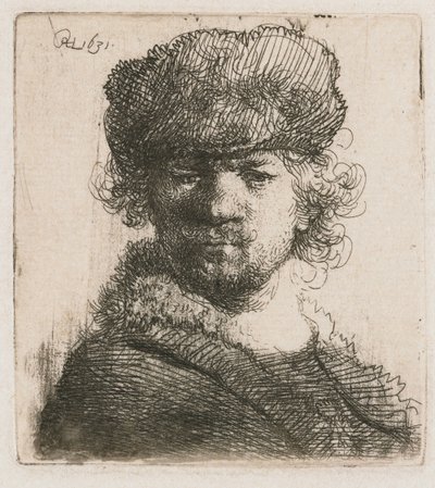 Autoportrait avec une lourde toque en fourrure - Rembrandt van Rijn