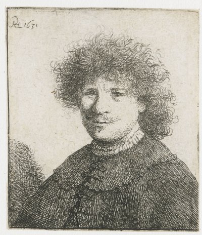 Autoportrait en manteau avec col tombant : buste - Rembrandt van Rijn