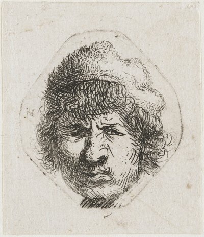 Autoportrait en fronçant les sourcils - Rembrandt van Rijn