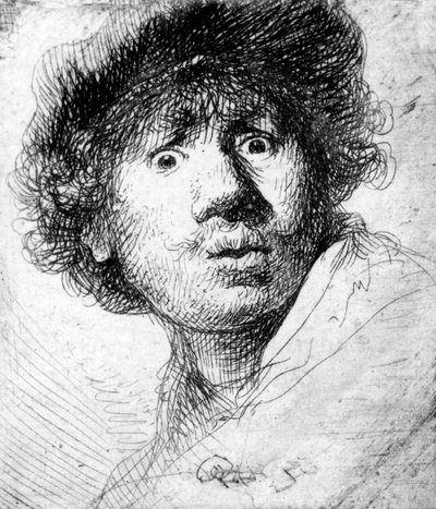 Autoportrait, 1630 (eau-forte) - Rembrandt van Rijn