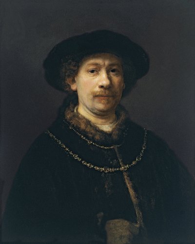Autoportrait avec béret et deux chaînes en or - Rembrandt van Rijn