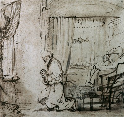 La Prière de Saint Pierre avant la Résurrection de Tabitha, vers 1654-55 - Rembrandt van Rijn