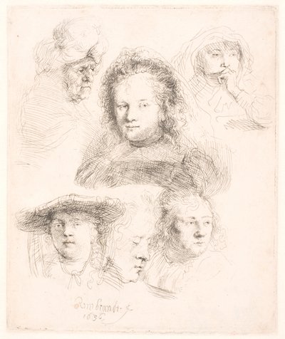 Études de la tête de Saskia et d