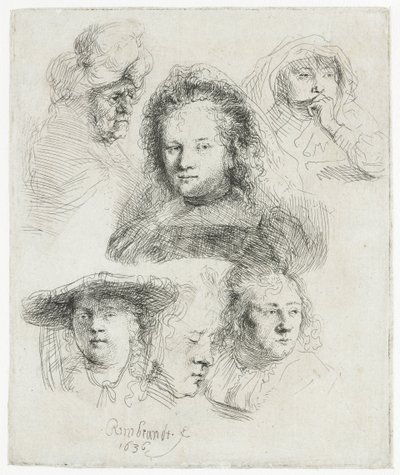 Études de la tête de Saskia et d