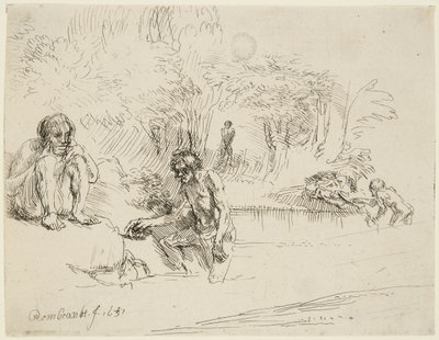 Les Baigneuses (Bartsch 195 ; Hind 250 II) - Rembrandt van Rijn
