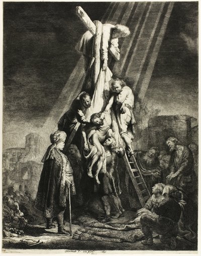 La Descente de Croix : Deuxième plaque - Rembrandt van Rijn