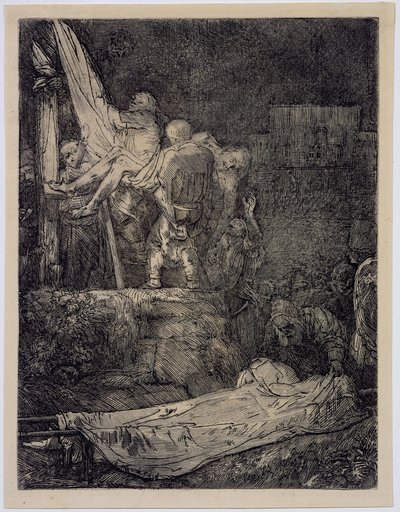 La Descente de Croix à la lumière des torches - Rembrandt van Rijn