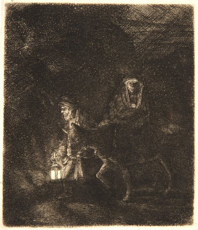 La fuite en Égypte : Une scène nocturne - Rembrandt van Rijn
