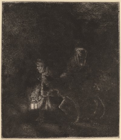 La Fuite en Égypte : une scène nocturne - Rembrandt van Rijn