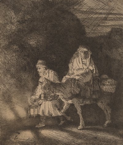 La Fuite en Égypte : une scène nocturne, 1651 - Rembrandt van Rijn