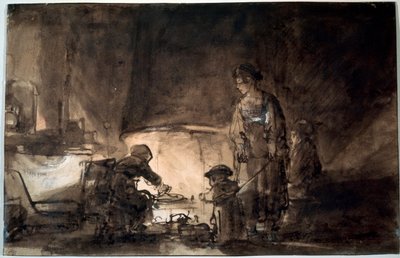 La cuisine dans la maison de Rembrandt, années 1650 - Rembrandt van Rijn