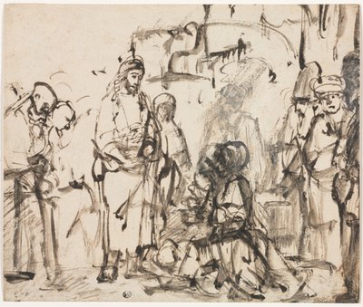 La rencontre du Christ avec Marthe et Marie après la mort de Lazare - Rembrandt van Rijn