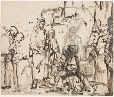 La Rencontre du Christ avec Marthe et Marie après la mort de Lazare - Rembrandt van Rijn