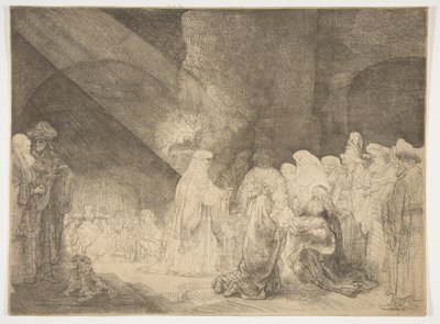 La Présentation au Temple: Plaque oblongue - Rembrandt van Rijn