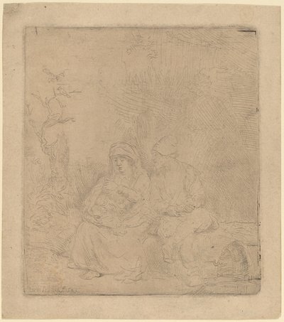 Le repos pendant la fuite : légèrement gravé, 1645 - Rembrandt van Rijn