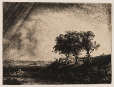 Les trois arbres - Rembrandt van Rijn