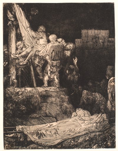 La descente de la croix : à la lumière des torches - Rembrandt van Rijn