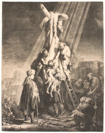 La descente de croix : deuxième planche - Rembrandt van Rijn