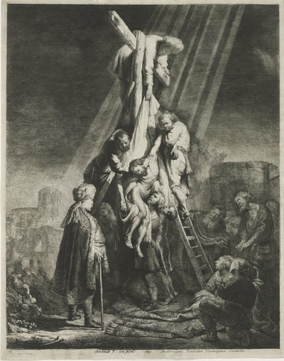 La descente de croix : deuxième planche - Rembrandt van Rijn