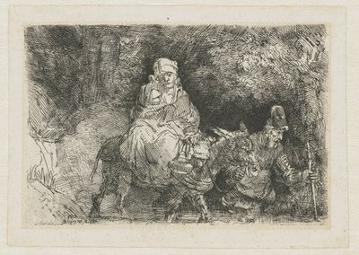 La fuite en Égypte traversant un ruisseau - Rembrandt van Rijn
