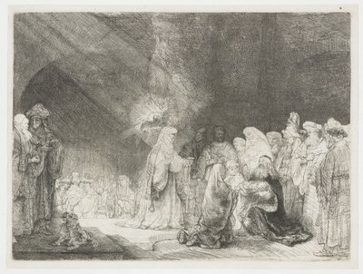 La présentation au temple : gravure oblongue - Rembrandt van Rijn