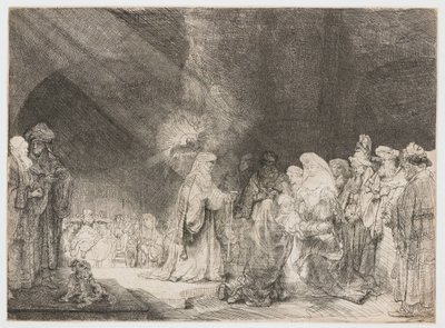 La présentation au temple : gravure oblongue - Rembrandt van Rijn