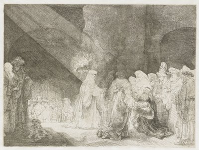 La présentation au temple : estampe de forme oblongue - Rembrandt van Rijn