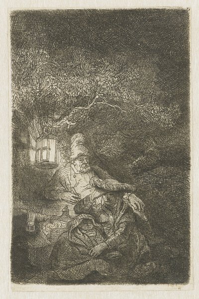 Le repos pendant la fuite en Égypte : une scène nocturne - Rembrandt van Rijn
