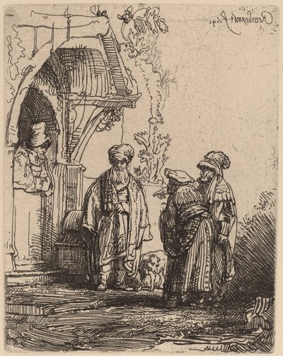 Trois Figures Orientales (Jacob et Laban ?) - Rembrandt van Rijn