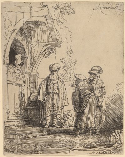 Trois figures orientales (Jacob et Laban ?) - Rembrandt van Rijn