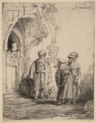 Trois personnages orientaux (Jacob et Laban ) - Rembrandt van Rijn