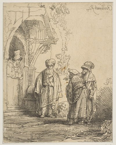 Trois figures orientales Jacob et Laban - Rembrandt van Rijn