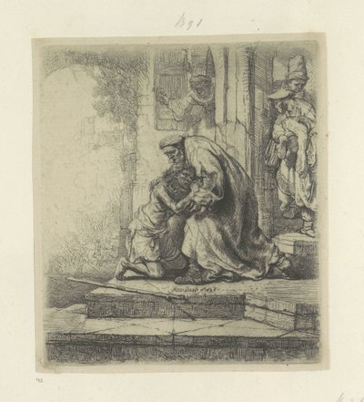 Retour du fils prodigue (série: Recueil de quatre-vingt-cinq estampes originales) - Rembrandt van Rijn
