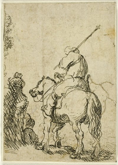 Soldat turbané à cheval - Rembrandt van Rijn