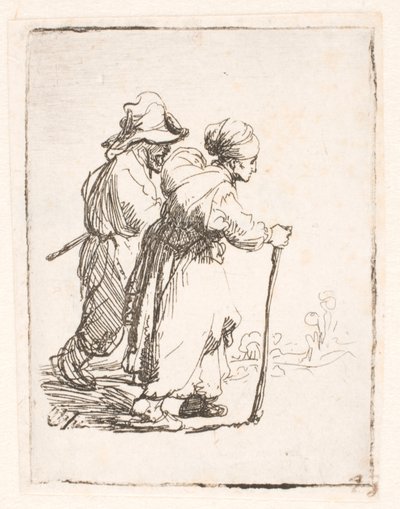 Deux vagabonds, un homme et une femme - Rembrandt van Rijn