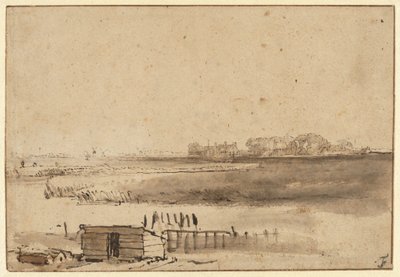 Vue de Houtewael près de la porte Sint Anthoniespoort - Rembrandt van Rijn
