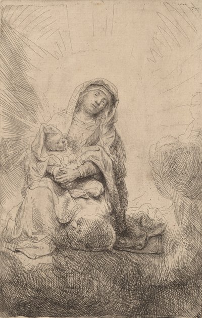 Vierge et enfant dans les nuages, 1641 - Rembrandt van Rijn