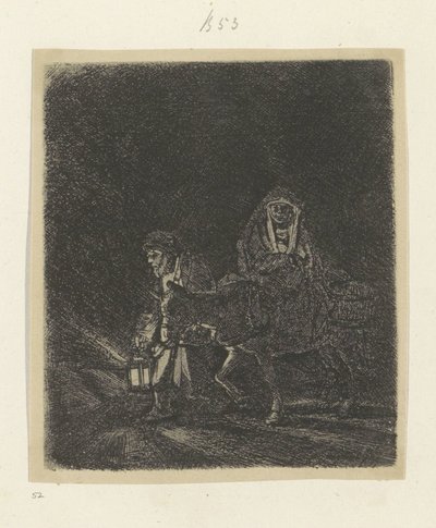 Fuite en Égypte : scène nocturne - Rembrandt van Rijn