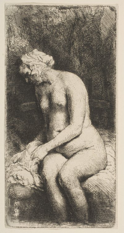 Femme se baignant les pieds dans un ruisseau, 1658 - Rembrandt van Rijn