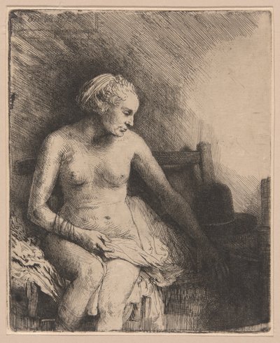 Femme au bain avec un chapeau à côté d