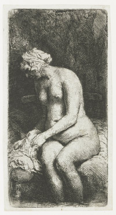 Femme se baignant les pieds dans un ruisseau - Rembrandt van Rijn
