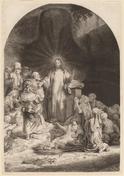 Christ prêchant et guérissant (Fragment de la Gravure des Cent Florins) - Rembrandt van Rijn and William Baillie