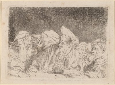 Les Pharisiens Débattant (Fragment de la Gravure des Cent Florins) - Rembrandt van Rijn and William Baillie