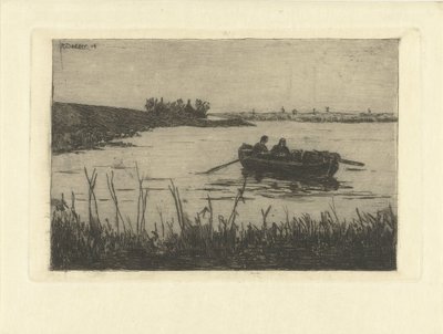 Barque avec deux personnages sur la Zaan - Remmert Dekker
